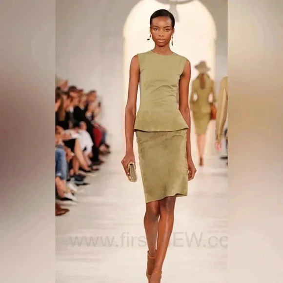 Ralph Lauren Collection Purple Label Runway Leather Suede Blouse Top Peplum 10 M - Picture 2 of 12